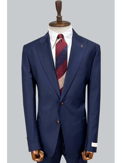 SUIT SARTORIA LACİVERT ÇİZGİLİ YÜNLÜ TAKIM ELBİSE 2000/37