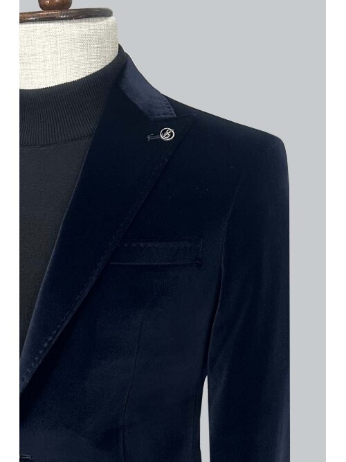 SUIT SARTORIA NAVY BLUE VELVET JACKET 4573