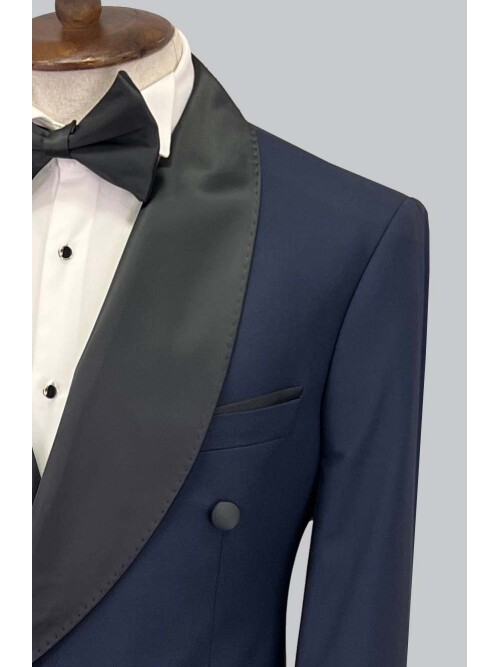 SUIT SARTORIA LACİVERT ŞAL YAKA KRUVAZE DAMATLIK 5642