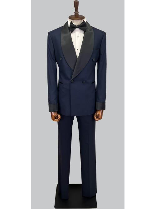 SUIT SARTORIA LACİVERT ŞAL YAKA KRUVAZE DAMATLIK 5642