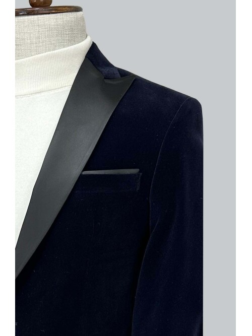 SUIT SARTORIA NAVY BLUE VELVET BLAZER 4584