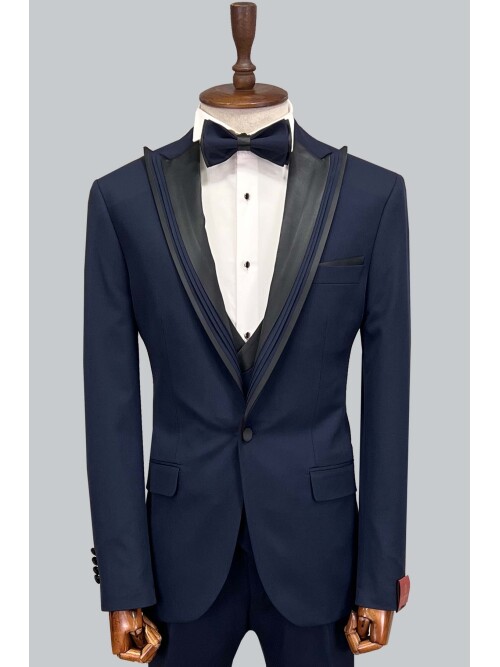 SUIT SARTORIA LACİVERT SİVRİ YAKA DAMATLIK 5072