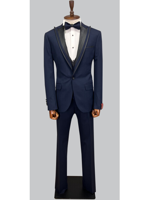 SUIT SARTORIA LACİVERT SİVRİ YAKA DAMATLIK 5072