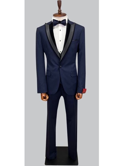 SUIT SARTORIA LACİVERT SİVRİ YAKA DAMATLIK 5072