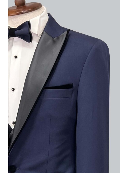 SUIT SARTORIA LACİVERT SİVRİ YAKA DAMATLIK 5072