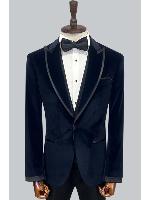 SUIT SARTORIA LACİVERT SİVRİ YAKA KADİFE DAMATLIK 5663