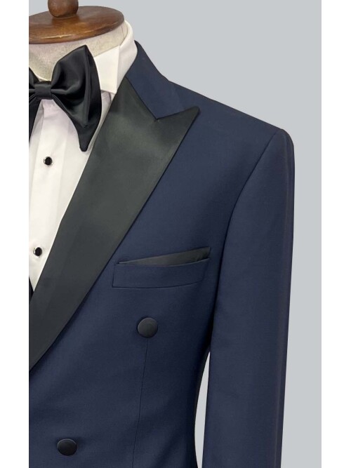 SUIT SARTORIA LACİVERT SİVRİ YAKA KRUVAZE DAMATLIK 5652