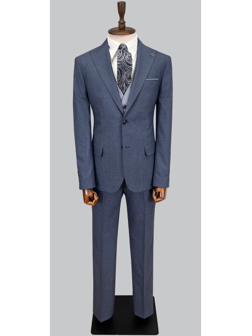 SUIT SARTORIA BLUE  SUIT WITH DOUBLE FACED VEST 2917