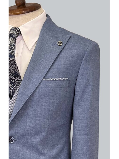 SUIT SARTORIA BLUE  SUIT WITH DOUBLE FACED VEST 2917