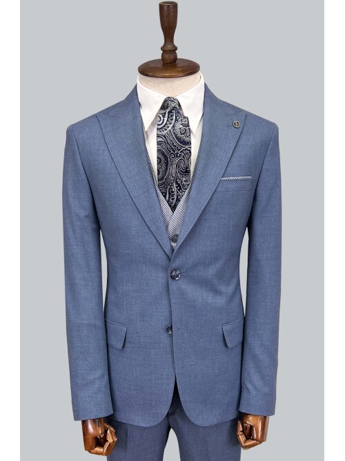 SUIT SARTORIA BLUE  SUIT WITH DOUBLE FACED VEST 2917