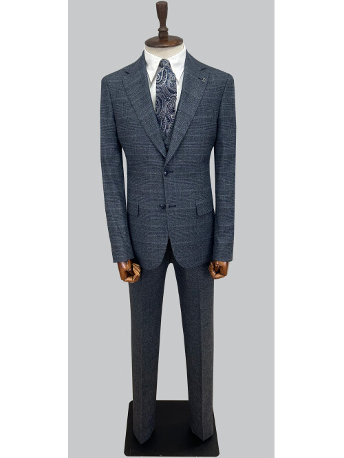 SUIT SARTORIA MAVİ EKOSELİ YELEKLİ TAKIM 2985