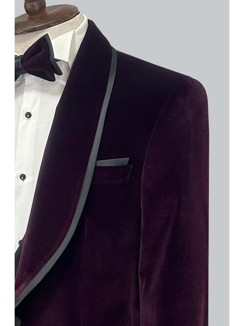 SUIT SARTORIA MOR ŞAL YAKA KADİFE DAMATLIK 5662