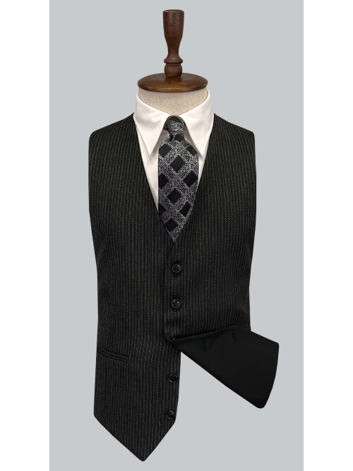 SUIT SARTORIA BLACK SUIT WITH DOUBLE FACED VEST 2917