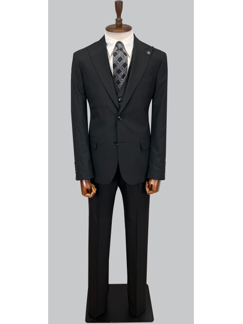 SUIT SARTORIA BLACK SUIT WITH DOUBLE FACED VEST 2917