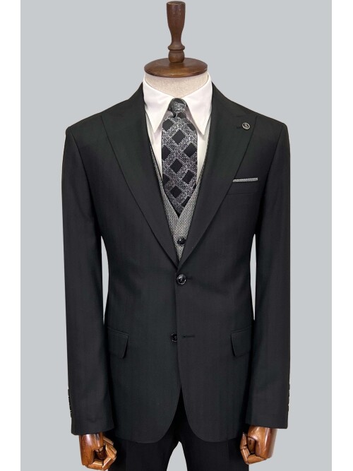 SUIT SARTORIA BLACK SUIT WITH DOUBLE FACED VEST 2917