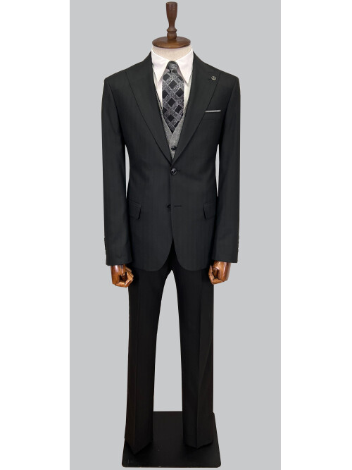 SUIT SARTORIA BLACK SUIT WITH DOUBLE FACED VEST 2917