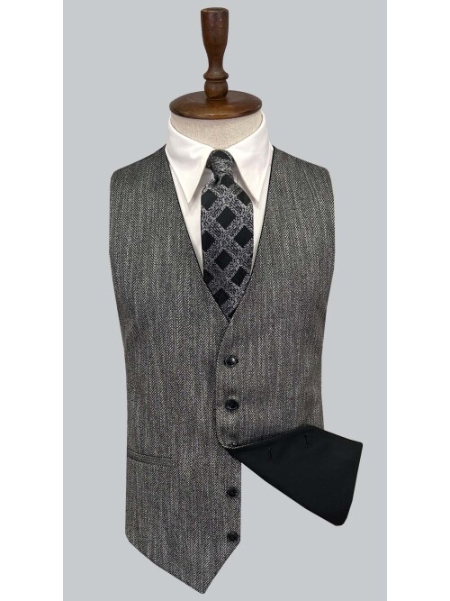 SUIT SARTORIA BLACK SUIT WITH DOUBLE FACED VEST 2917