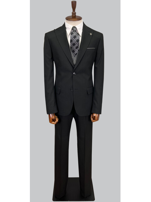 SUIT SARTORIA BLACK SUIT WITH DOUBLE FACED VEST 2917