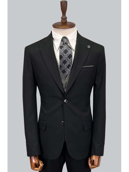 SUIT SARTORIA BLACK SUIT WITH DOUBLE FACED VEST 2917