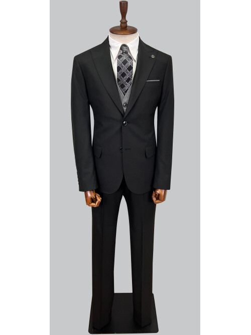 SUIT SARTORIA BLACK SUIT WITH DOUBLE FACED VEST 2917