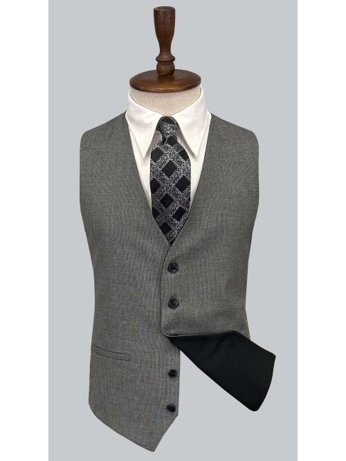 SUIT SARTORIA BLACK SUIT WITH DOUBLE FACED VEST 2917