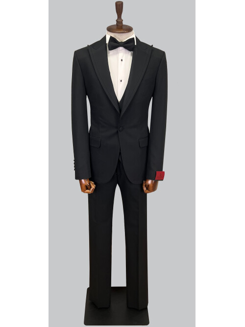 SUIT SARTORIA SİYAH ÇIKMA SİVRİ YAKA DAMATLIK 5641