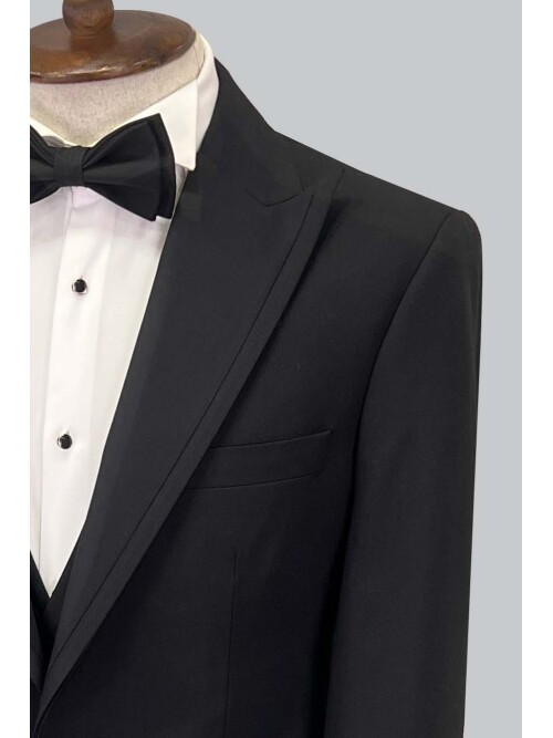 SUIT SARTORIA SİYAH ÇIKMA SİVRİ YAKA DAMATLIK 5641