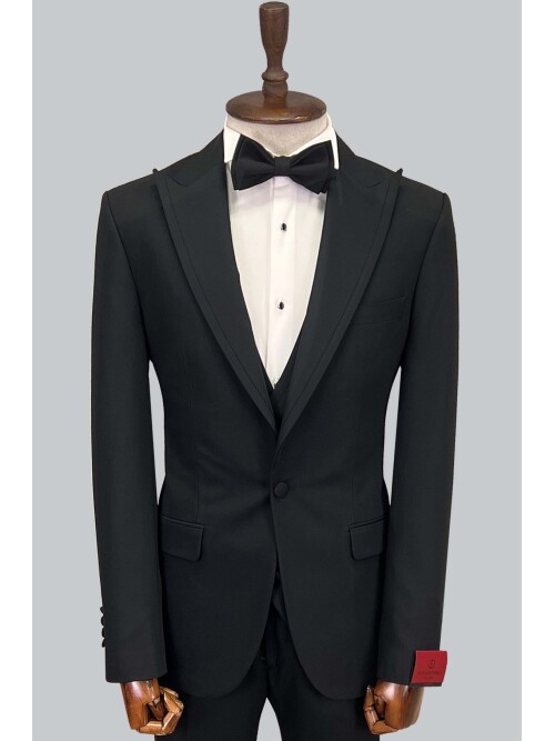 SUIT SARTORIA BLACK REMOVABLE LAPEL TUXEDO 5641