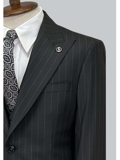 SUIT SARTORIA SİYAH ÇİZGİLİ YELEKLİ TAKIM 2000/69