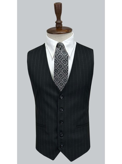 SUIT SARTORIA SİYAH ÇİZGİLİ YELEKLİ TAKIM 2000/69