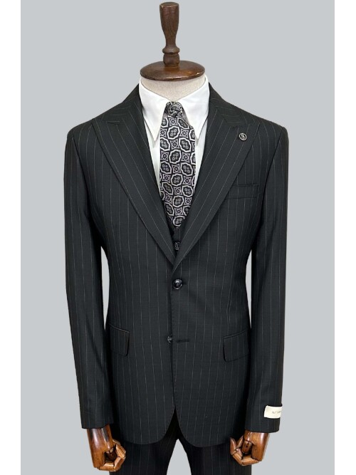 SUIT SARTORIA SİYAH ÇİZGİLİ YELEKLİ TAKIM 2000/69