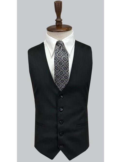 SUIT SARTORIA SİYAH ÇİZGİLİ YELEKLİ TAKIM 2000/69