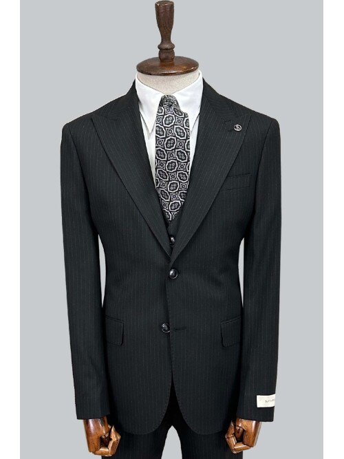 SUIT SARTORIA SİYAH ÇİZGİLİ YELEKLİ TAKIM 2000/69