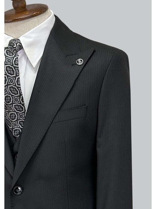 SUIT SARTORIA SİYAH ÇİZGİLİ YELEKLİ TAKIM 2000/69