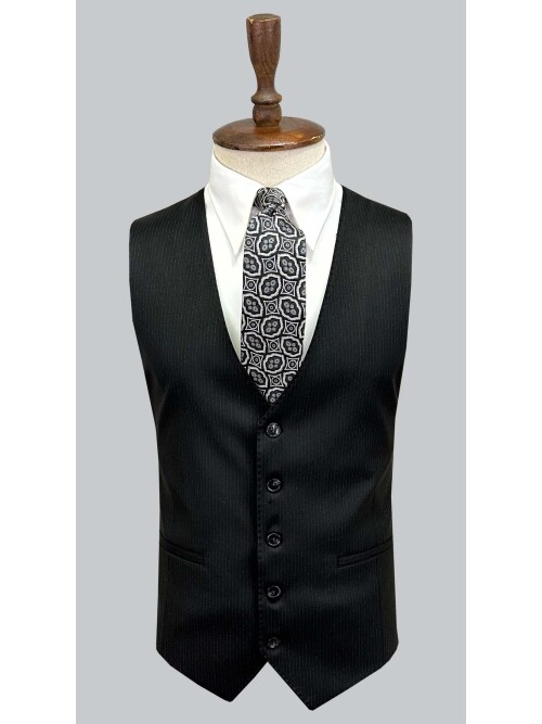 SUIT SARTORIA SİYAH ÇİZGİLİ YELEKLİ TAKIM 2000/69