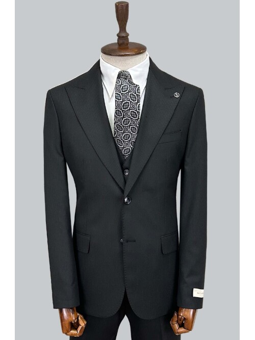 SUIT SARTORIA SİYAH ÇİZGİLİ YELEKLİ TAKIM 2000/69