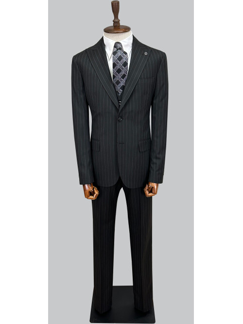 SUIT SARTORIA SİYAH ÇİZGİLİ YELEKLİ TAKIM ELBİSE 2000/48