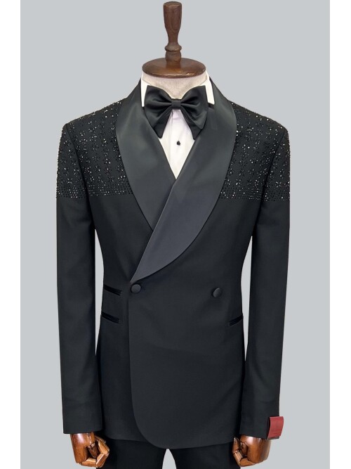 SUIT SARTORIA BLACK STONED TUXEDO 5638