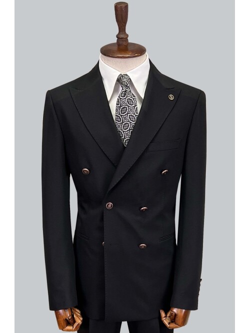 SUIT SARTORIA BLACK DOUBLE BREASTED SUIT 2826