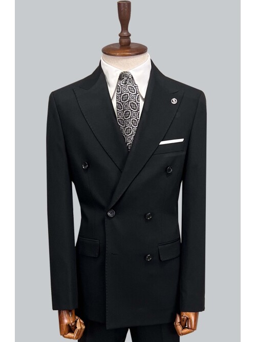 SUIT SARTORIA DOUBLE BREASTED BLACK SUIT 2957