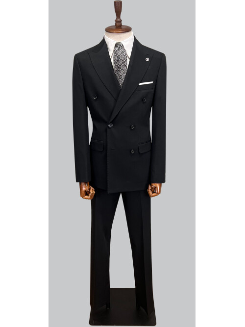 SUIT SARTORIA DOUBLE BREASTED BLACK SUIT 2957