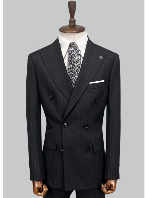 SUIT SARTORIA BLACK DOUBLE BREASTED SUIT 2958