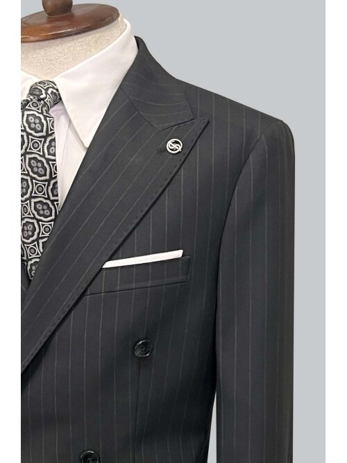 SUIT SARTORIA BLACK DOUBLE BREASTED SUIT 2958