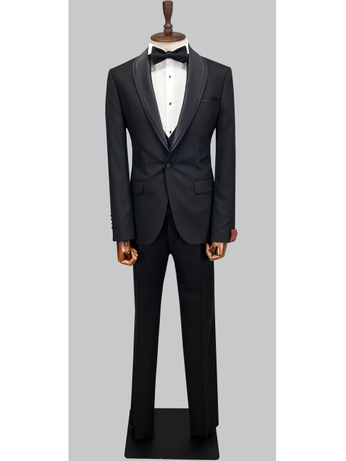 SUIT SARTORIA SİYAH ŞAL YAKA DAMATLIK 5071