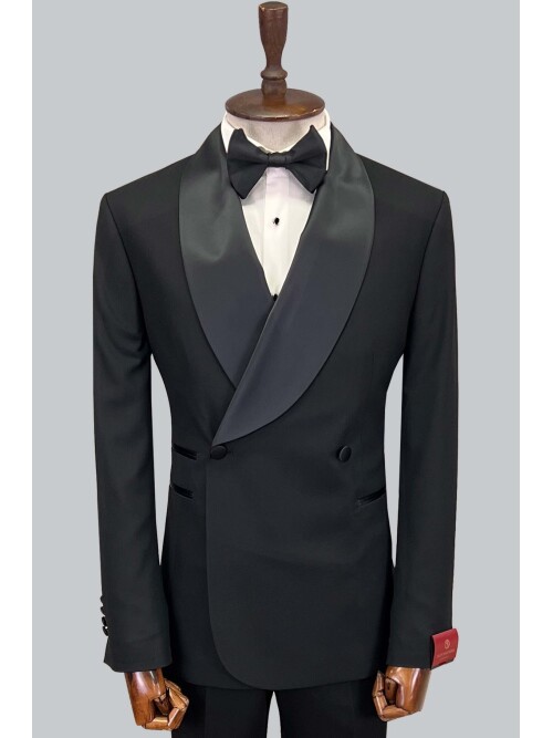 SUIT SARTORIA SİYAH ŞAL YAKA DAMATLIK 5453