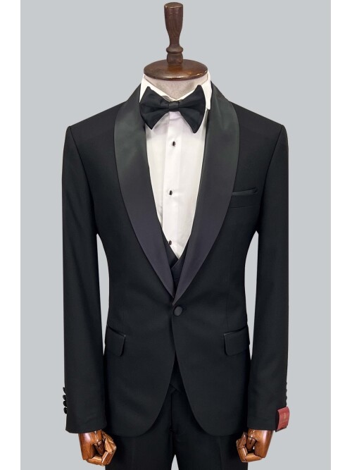 SUIT SARTORIA SİYAH ŞAL YAKA DAMATLIK 5629