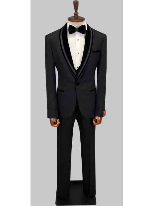 SUIT SARTORIA SİYAH ŞAL YAKA DAMATLIK 5644