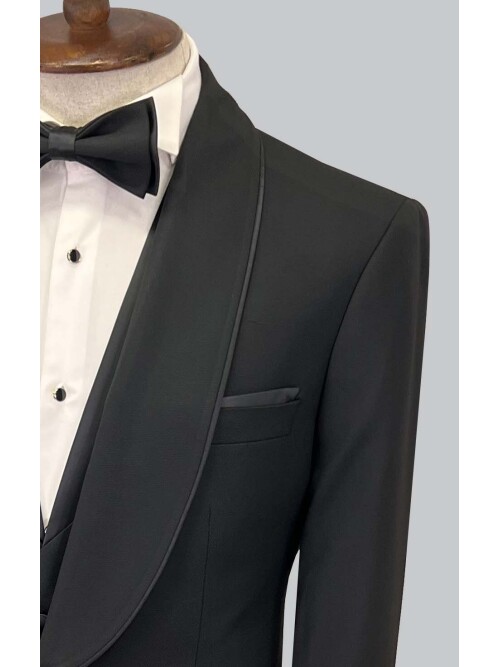 SUIT SARTORIA SİYAH ŞAL YAKA DAMATLIK 5645