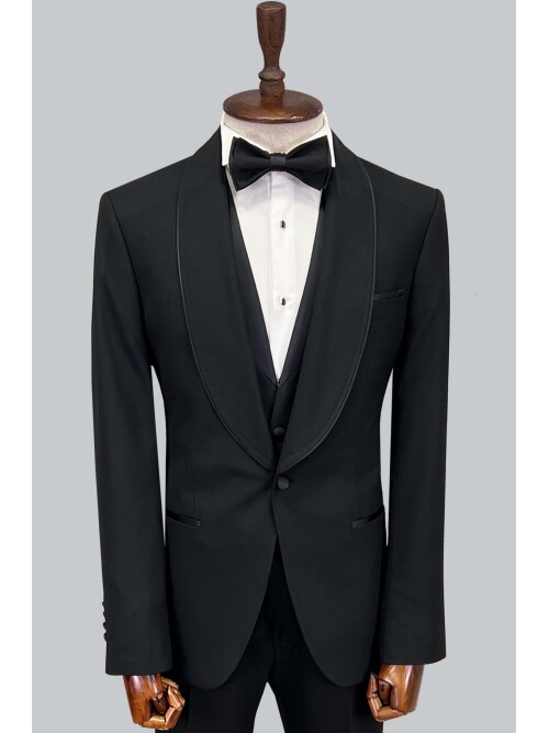 SUIT SARTORIA BLACK SHAWL LAPEL TUXEDO 5645