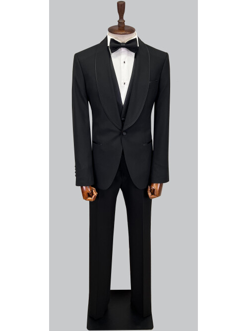 SUIT SARTORIA BLACK SHAWL LAPEL TUXEDO 5645